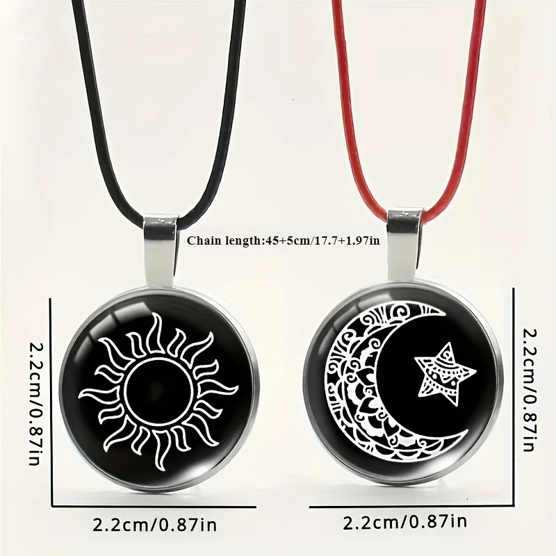 2 Pcs/Set Luminous Sun Moon Pendant Necklaces for Women Men Romantic Glow In The Dark Couple Necklace Friendship Jewelry Gifts 250617