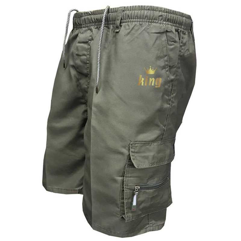 Mens Cargo Shorts Casual King Printing Jogging Shorts Loose Work Casual Shorts Camouflage Mens Tracksuit Trousers Versatile W250621