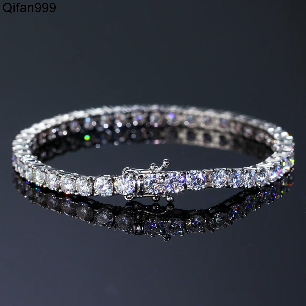Moissanite Diamond Tennis Bracelet 925 Silver Fine Jewelry Men Women Gifts 2mm 3mm 4mm 5mm VVS GRA Iced Out Chain Bracelets