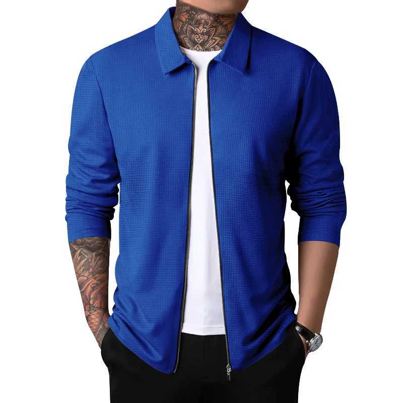 Waffle jacket mens lapel jacket middle-aged and young trendy mens outdoor sports style top XJ250621