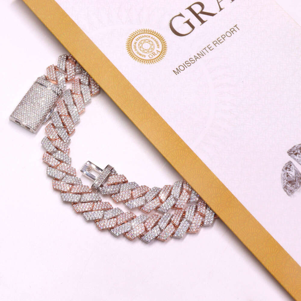 Custom Pass Diamond Test VVS Moissanite Diamond Cuban Link Chain 13mm Hip Hop Necklace Men 925 Silver Jewelry