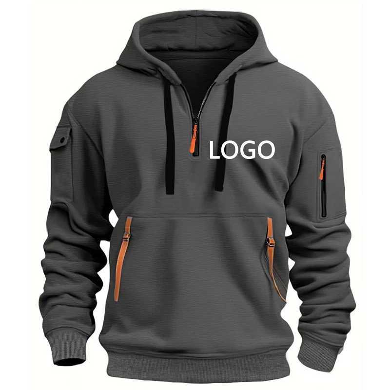 Customized Shoulder Drop Hoodies Men Leisure Sport Multi Zipper Arm Pocket Loose Sweatshirts Women Fashion Hoody Jacket Pullover XJ250621