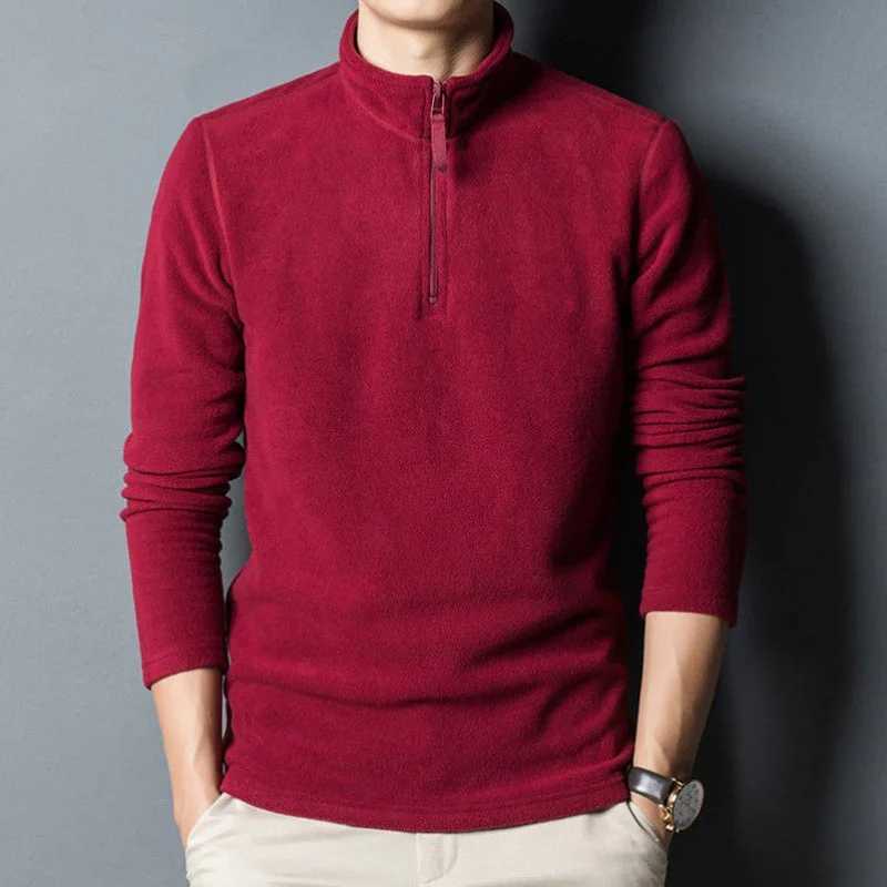 MRMT 2025 Mens Turtleneck Fleece Jacket Solid Color Half Turtleneck Sweater Fleece Pullover Warm Stand Collar Men Sweatshirts XJ250621