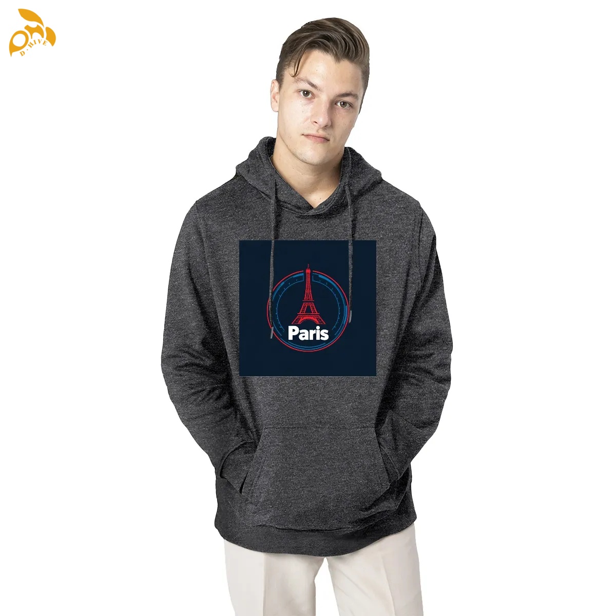 free shipping of customized fashionable American men's fleece hoodie 270GSM with exquisite patterns from US