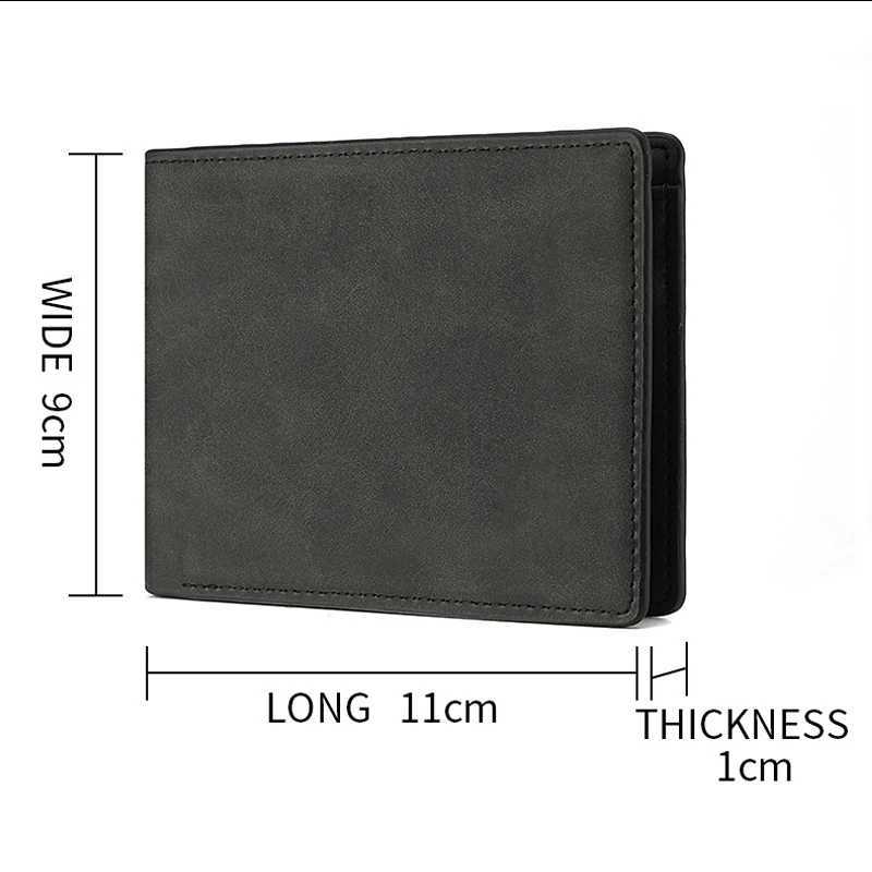 Mens Genuine PU Leather Wallet - Short Vintage Zipper Design with Money Clip Soft Business Wallet for Students Z250621