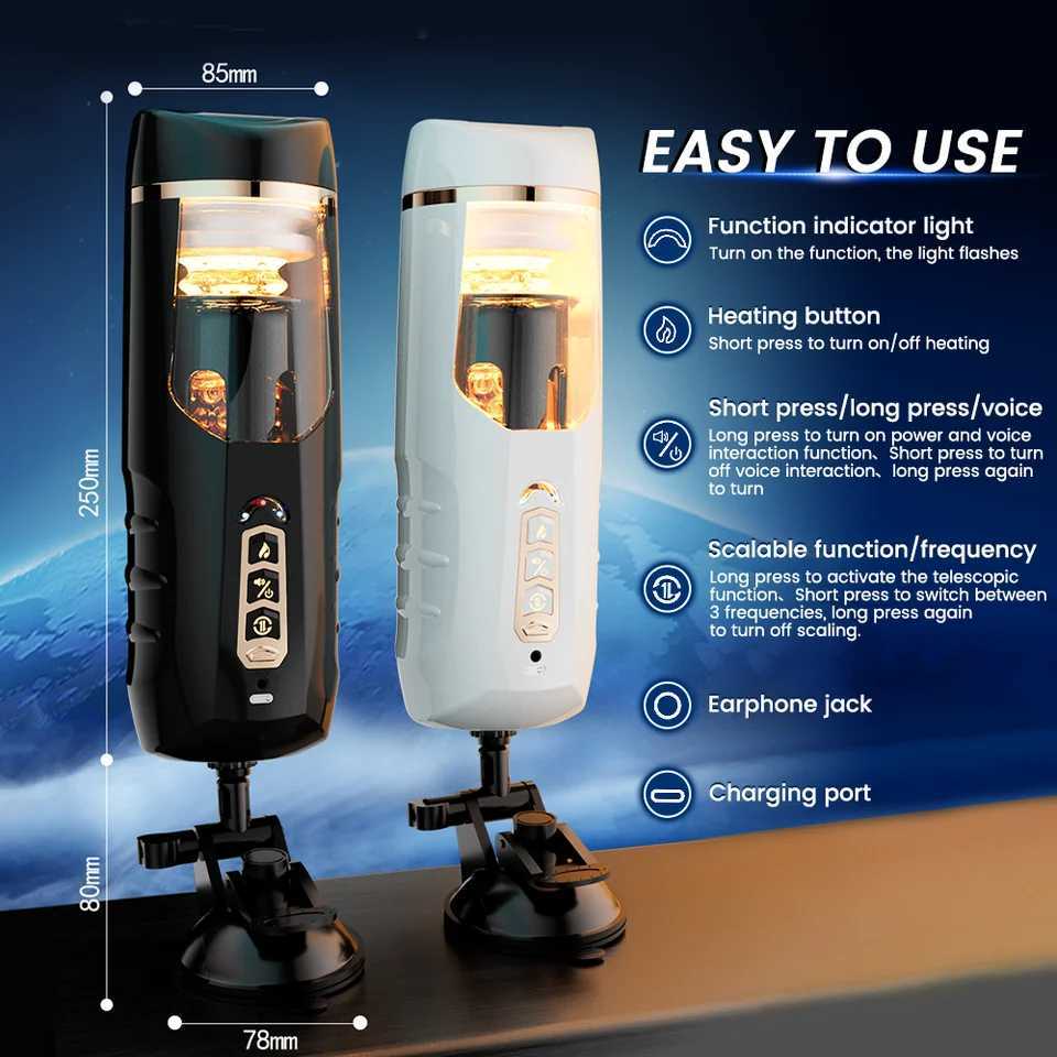 Telescopic Heating Vibrator Automatic Male Masturbator Sexy Voice Suction Cup Electric Pocket Pussy Sex Toys For Men W250621