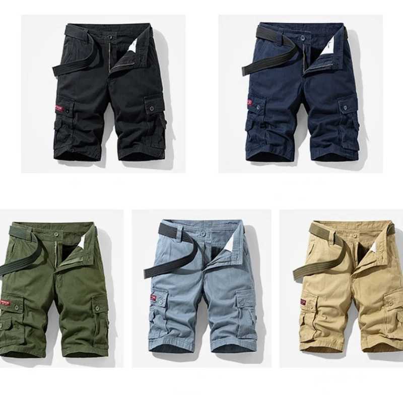 2025 New Summer Mens Cotton Workwear Shorts Mens Casual Beach Jogging Shorts Mens Workwear Shorts with Two Side Pockets W250621