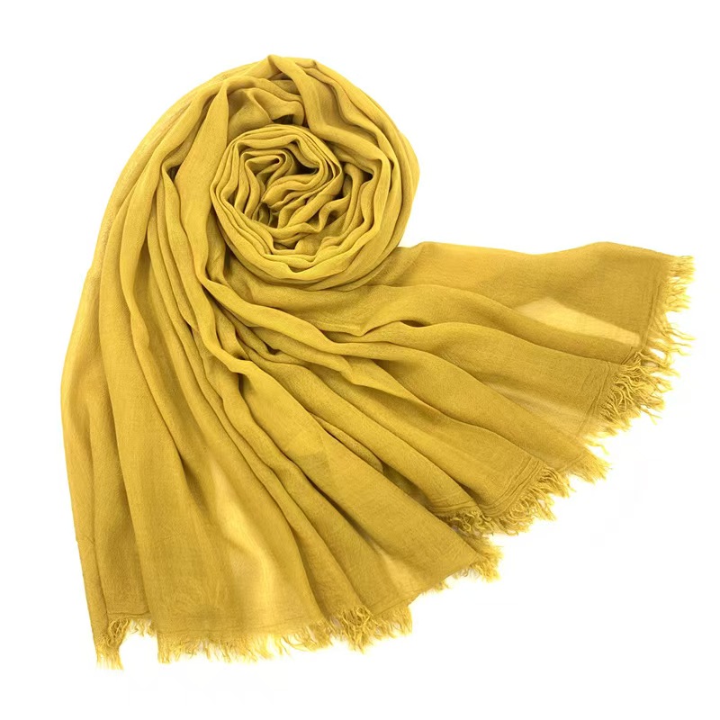 T1023 new scarf pure color cotton and linen soft two-end fringed fashion women's shawl monochrome scarf