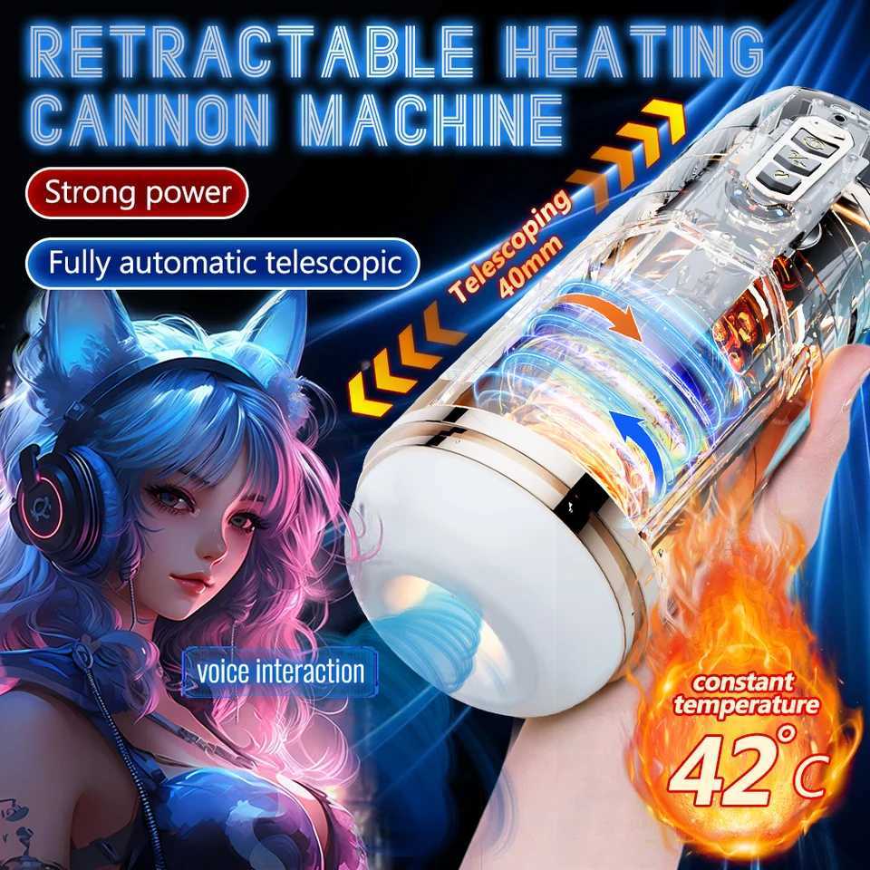 Telescopic Heating Vibrator Automatic Male Masturbator Sexy Voice Suction Cup Electric Pocket Pussy Sex Toys For Men W250621