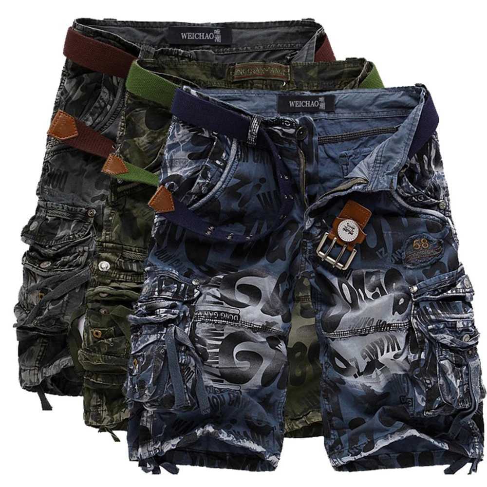 Summer Mens Camouflage Printed Work Shorts Multi-Pocket Zipper Button Military Combat Five Shorts Daily Street Casual Shorts W250621