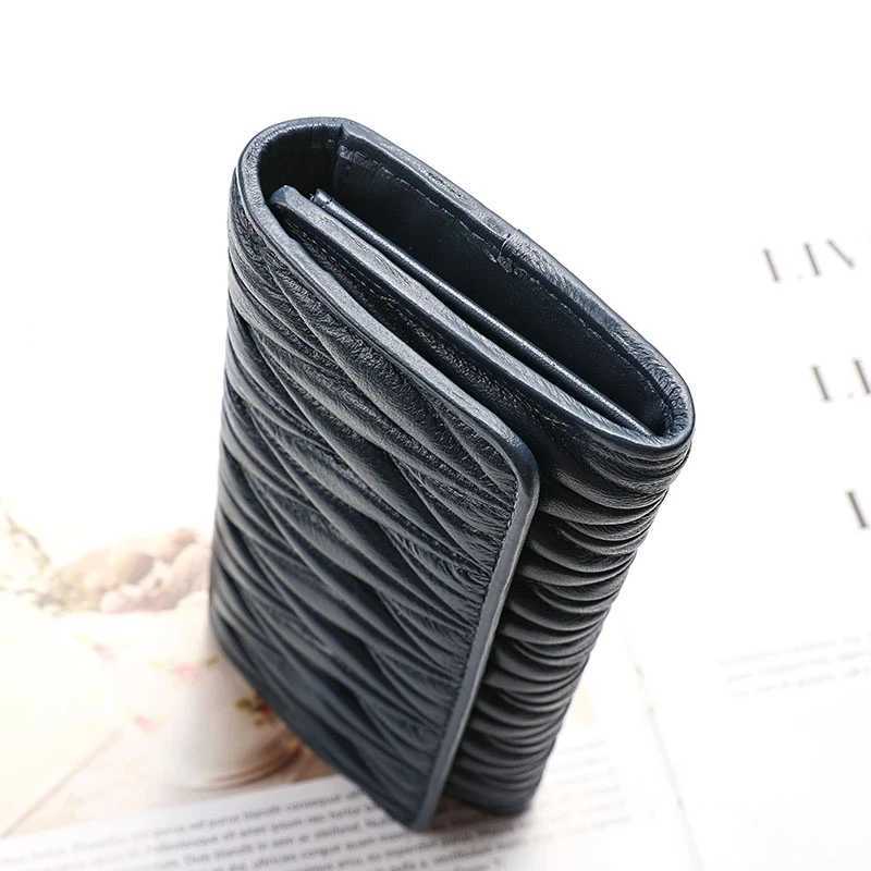 Women Long Pleated Wallet Fashion Hasp Zipper Multifunction Card Holder Sheepskin Genuine Leather Female Coin Purse Clutch Purse Z250621