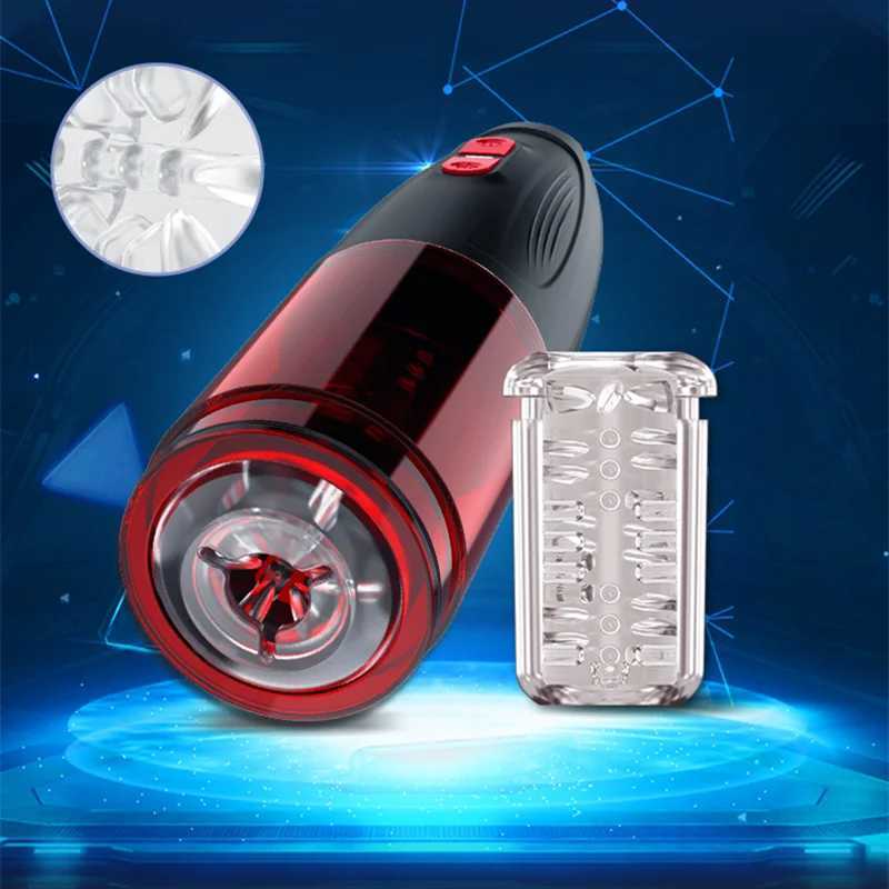 Electric Visible Penis Training Pump Male Masturbator Super Mileage Rotating Telescopic Cup Spiral Warming Realistic Channel Toy W250621
