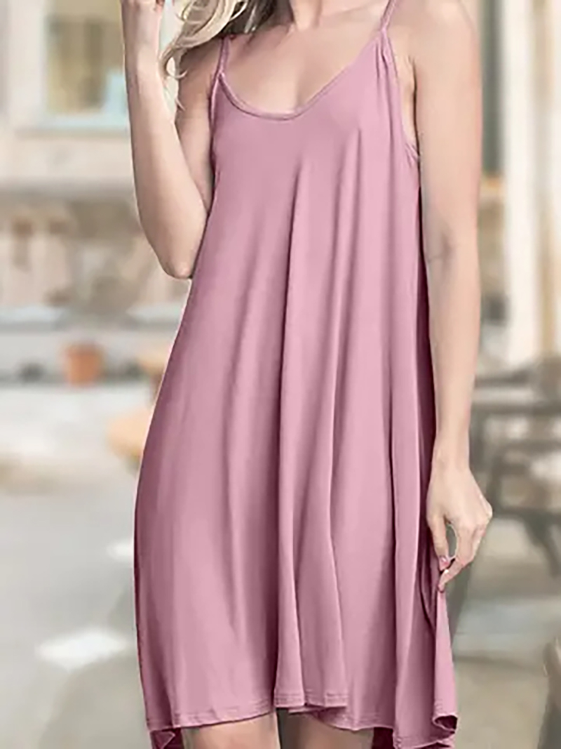 Skin-friendly and breathable fashionin Spaghetti strap pocket mini dress AWDSD0612