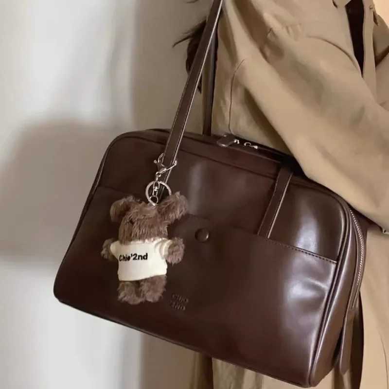 Large Capacity PU Leather Bag Retro Trend Boston Handbag Womens Shoulder Bag Lady Tote Daily Collocation Bag Everyday Bag XJ250620