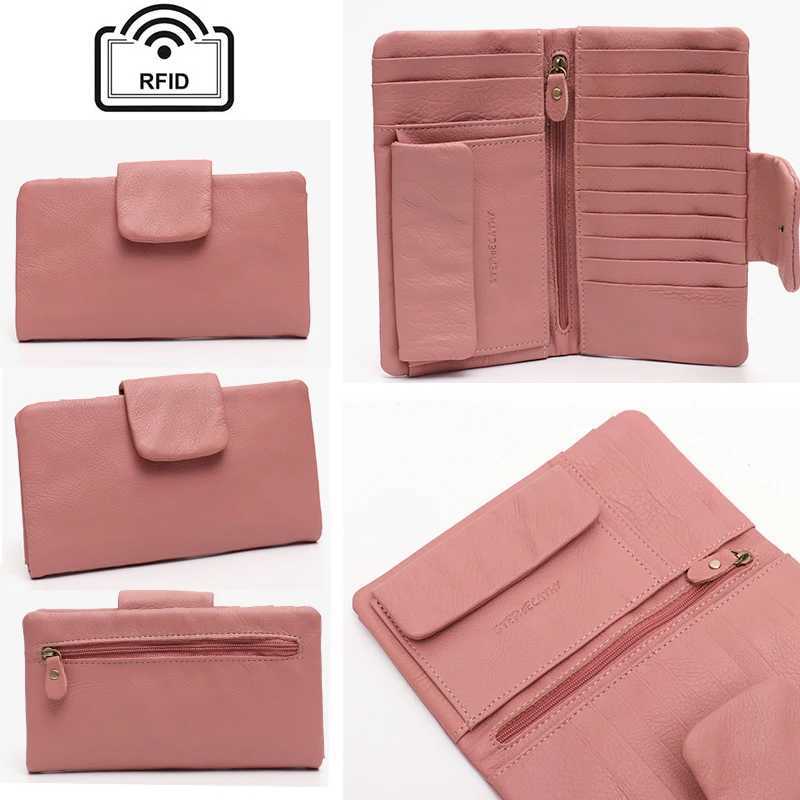 SC Fashion Real Leather Large Purse For Women Daily Functional Flap Long Wallet Card Coin Purses Female Cowhide Clutch Handbags Z250621