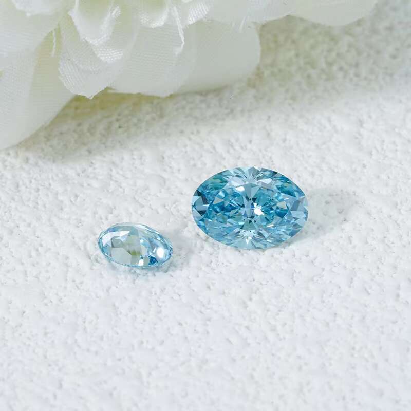 Blue Oval Cut 0.5carat- 2.5carat Lab Grown Diamond HPHT CVD Diamond Fancy Blue Color VVS VS 3EX Loose Diamond IGI GIA