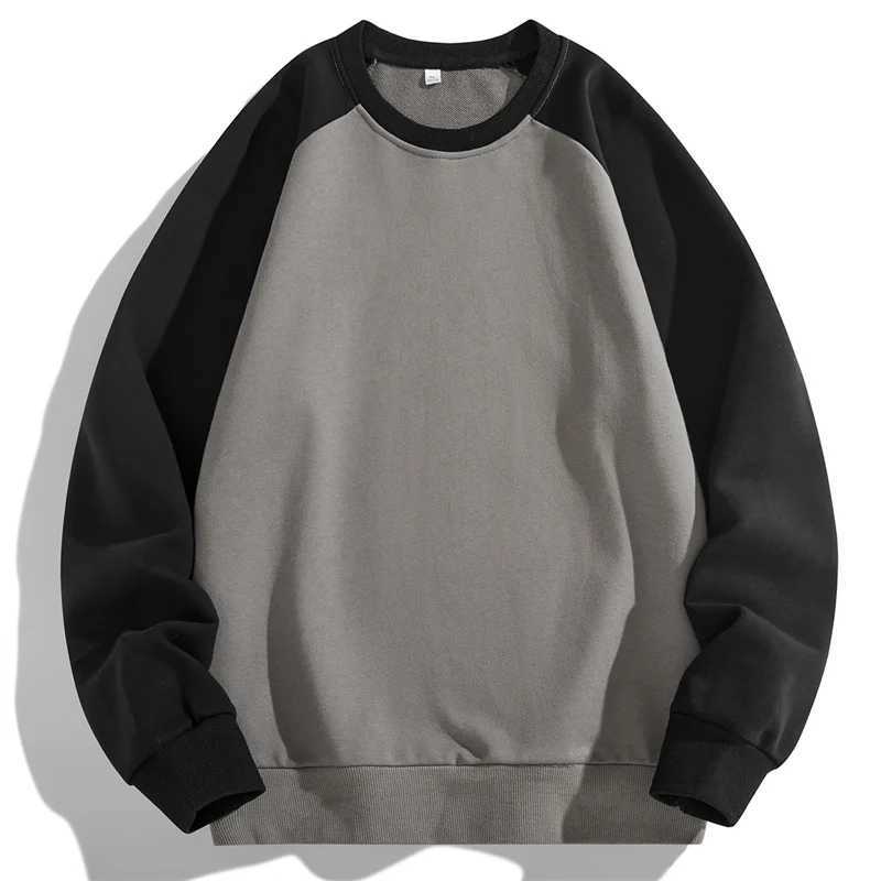 Spring Autumn Mens Sweatshirts Fashion Patchwork Long Sleeve O-Neck Loose Streetwear Pullovers Casual Hoodies Sweatshirt Men XJ250621