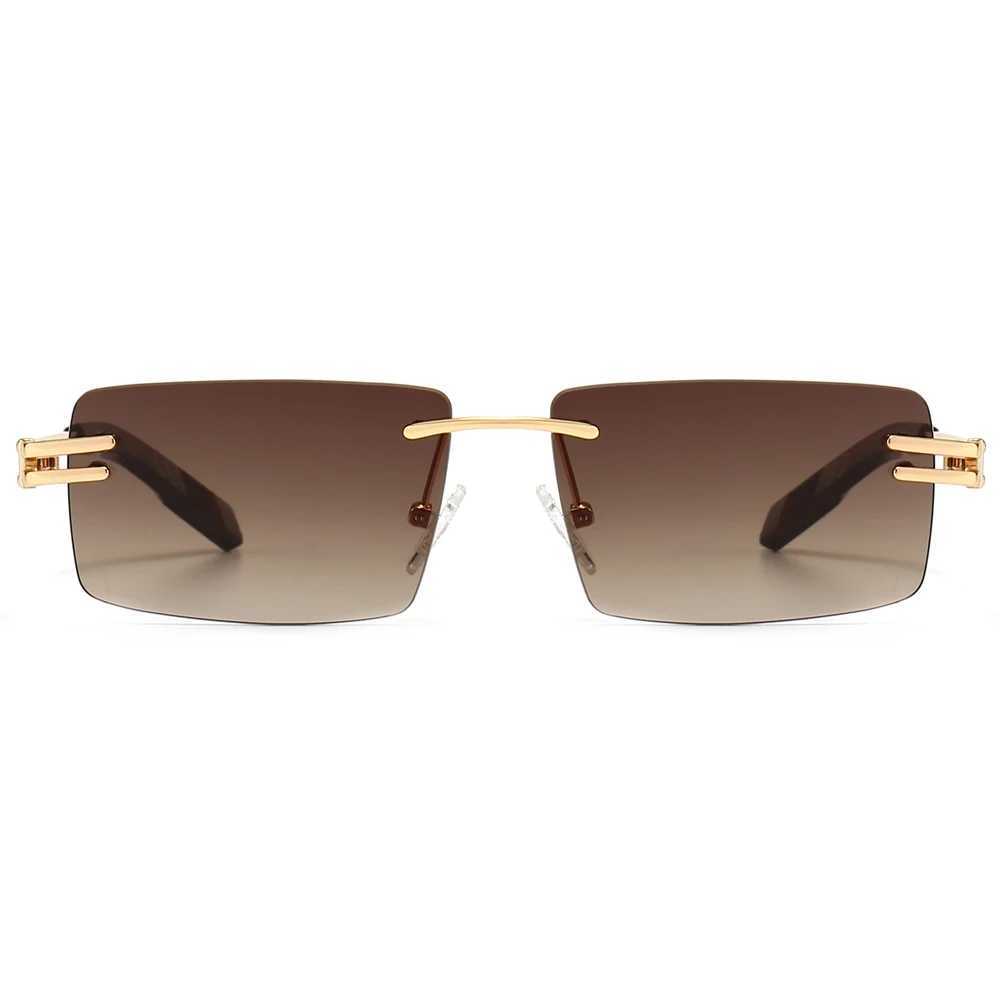 Peekaboo retro rectangular sunglasses rimless male gold metal female square sun glasses men no frame 2021 uv400 hot-selling W250621
