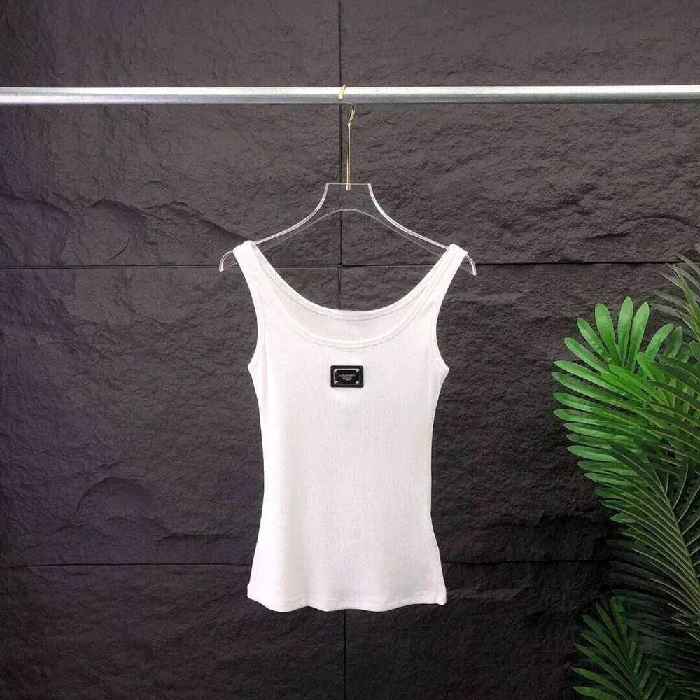 high-quality designerdesigner Summer New Metal Letter Vest Slimming U-Neck Top Trendy Base Layer Garment For Smooth Slim Fit European And American Sty