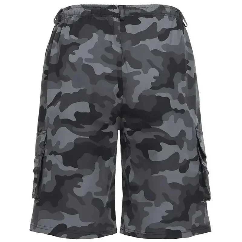 Men Streetwear Cargo Shorts Camo Print Multi Pocket Summer Outdoor Casual Utility Style Fabric Short Pants Fashion Look Hot W250621