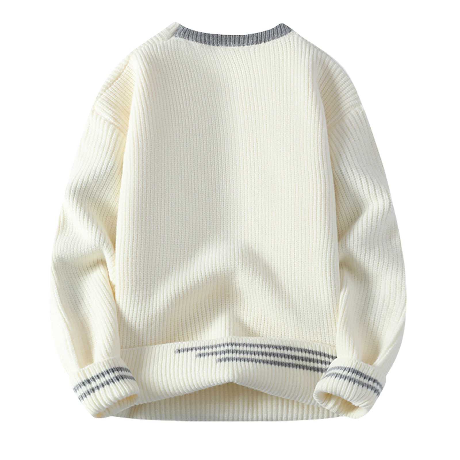 Men Retro Color Collision Twist Sweater Loose Fit Round Neck Knit Jumper Pullover Autumn Winter Casual 4 Colors Knitted Sweaters Z250621