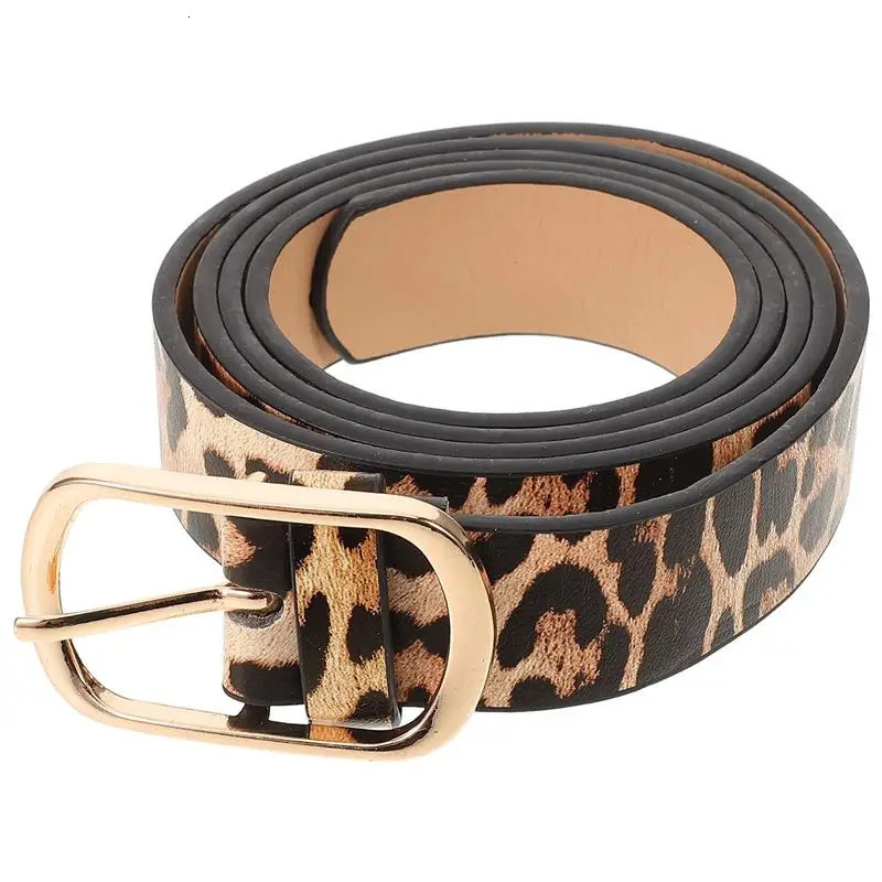 1pc Retro Female Leopard Belt Women Belt Thin Pigskin Waist Belt Metal Buckle Casual Cowgirl Belt 107x3cm 250617