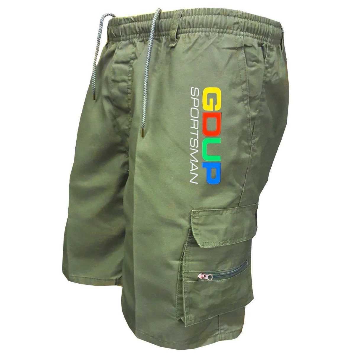 2025 Summer Mens Casual Work Pants Shorts Loose with Multiple Pockets and Elastic Waist for Fashionable Outdoor Sports Wear W250621