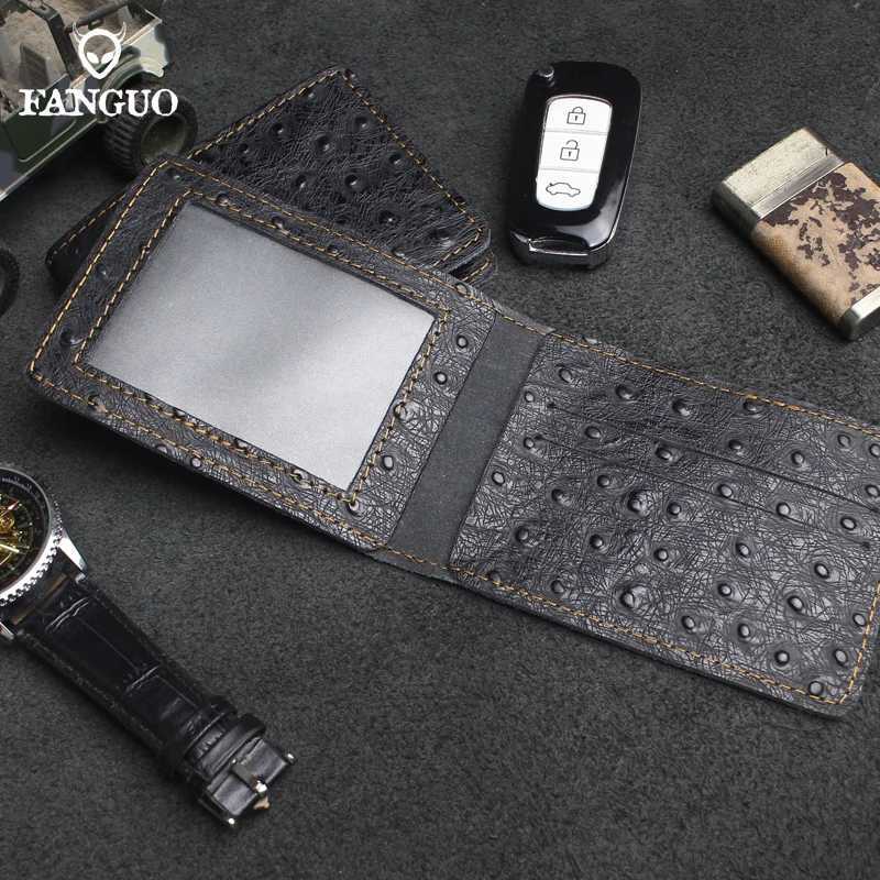 Handmade Genuine Leather Ostrich Pattern Driver License Documents Bag Driving Cover Credit/Bank Card Holder ID Card Slot Z250621