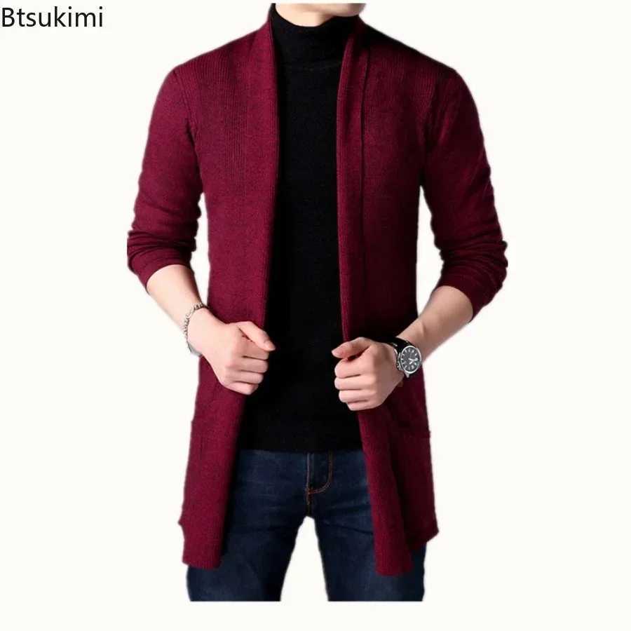 New 2025 Mens Spring Autumn Sweater Coats Cardigans Slim Fit Long Solid Knitted Jacket Male Casual Sweater Cardigan Coats S-4XL Z250621