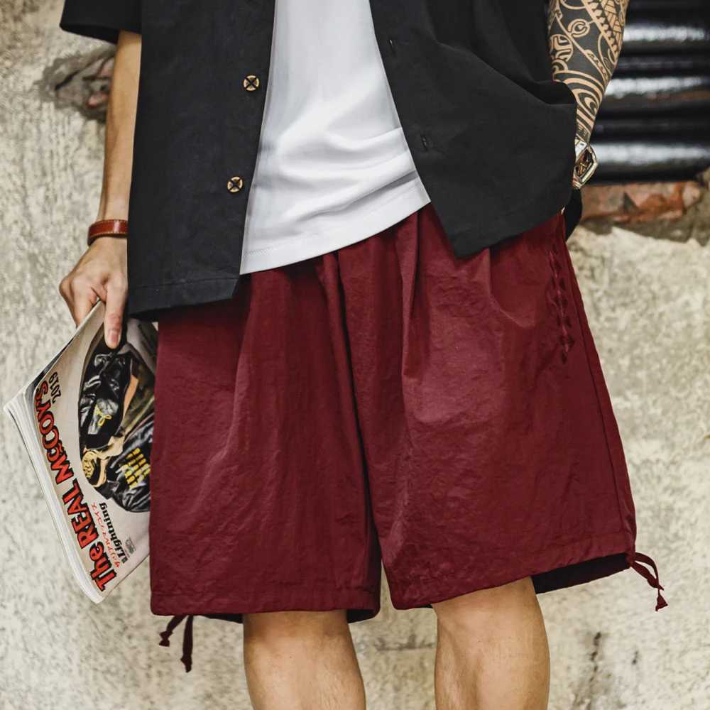 Maden Casual Navajo Embroidered Shorts Loose Fit Beach Thin Pants with Elastic Waist Pockets Cargo Short for Mens Summer Bottom W250621