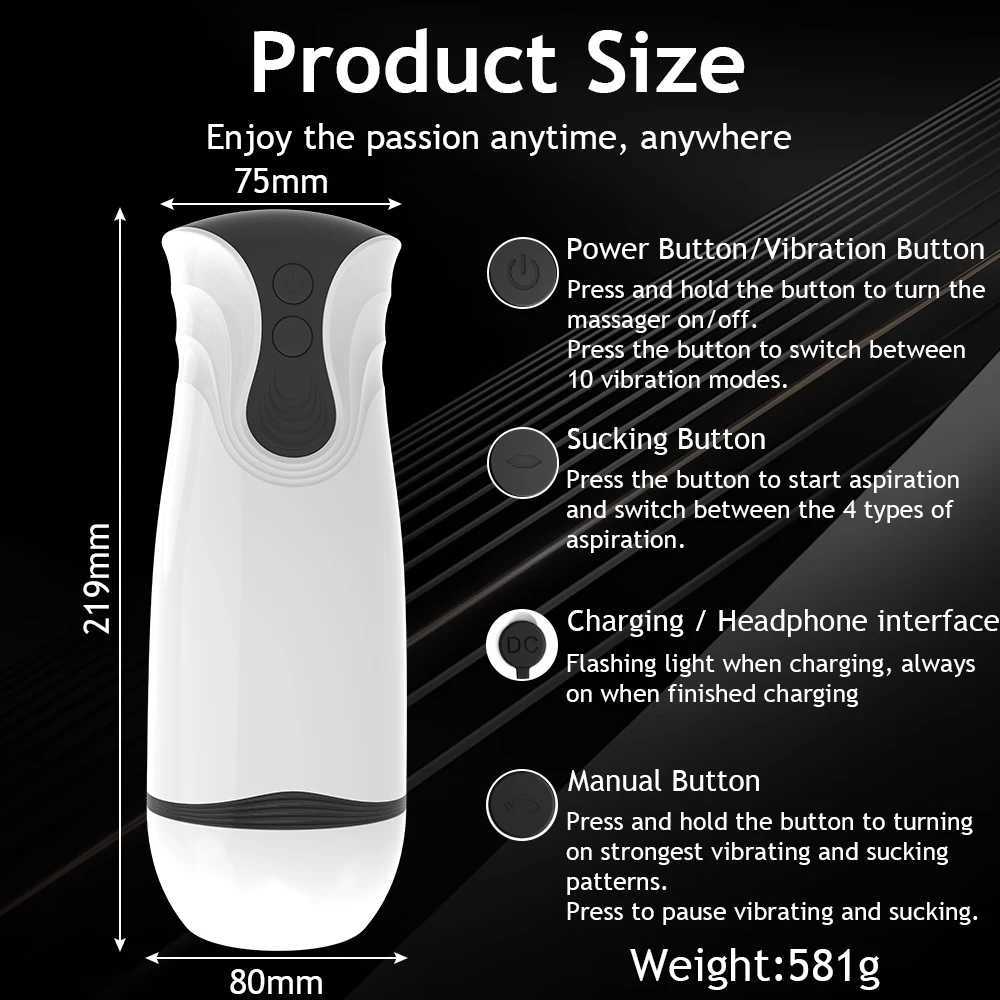 Automatic Male Masturbator Vibrating Sucking Machine Vacuum Simulation Oral Sex Delayed Ejaculation Trainer for Adult Sex Toys W250621
