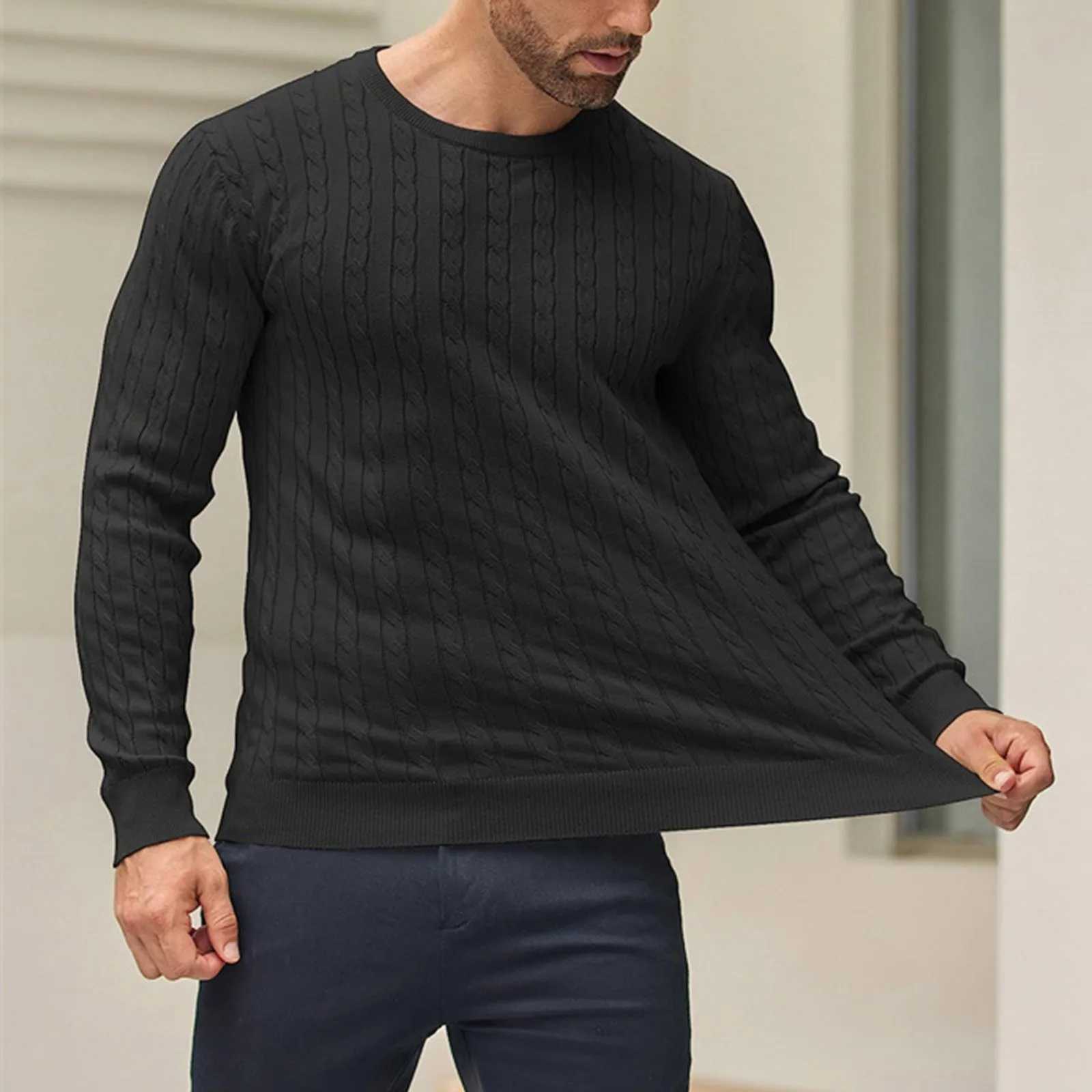 2024 Autumn Winter New Oversized Business Cable Knit Sweaters Men Office Long Sleeve Knitted Casual Warm Vintage Pullover Tops Z250621