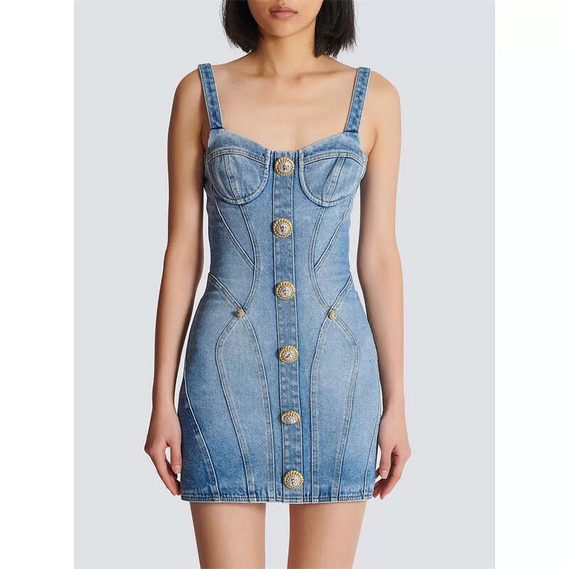 Long Dress Bajia Fashion Qi Wei Celebrity Style Personality Strapless Denim Dress Short Skirt Sexy Long Skirt
