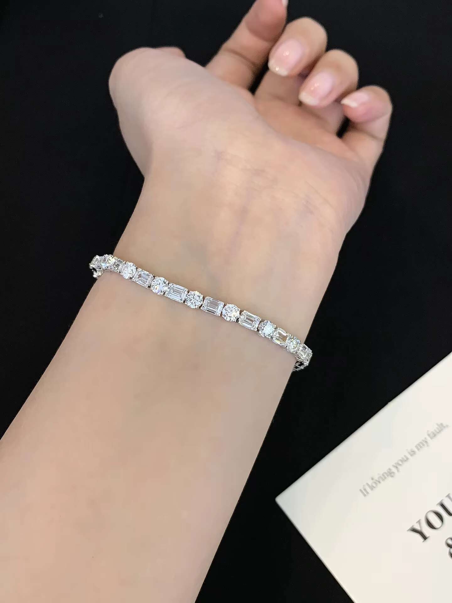 Factory Wholesale 18K Gold Lab Grown Diamond Tennis Bracelet 6.527ct Emerald Cut and 4.843ct/21 Round Cut Lab Diamond Bracelet