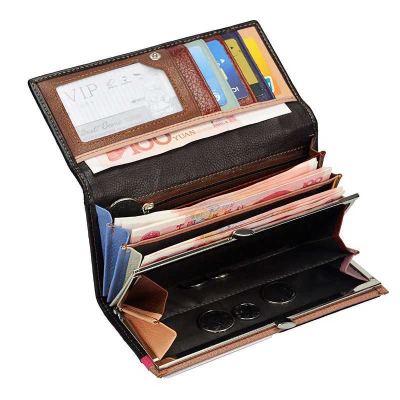 2023 New Fashion Genuine Leather Women Wallet Female Hasp Purse Long Coin Purses Ladies Plaid Wallet Cowhide Long Purse Z250621