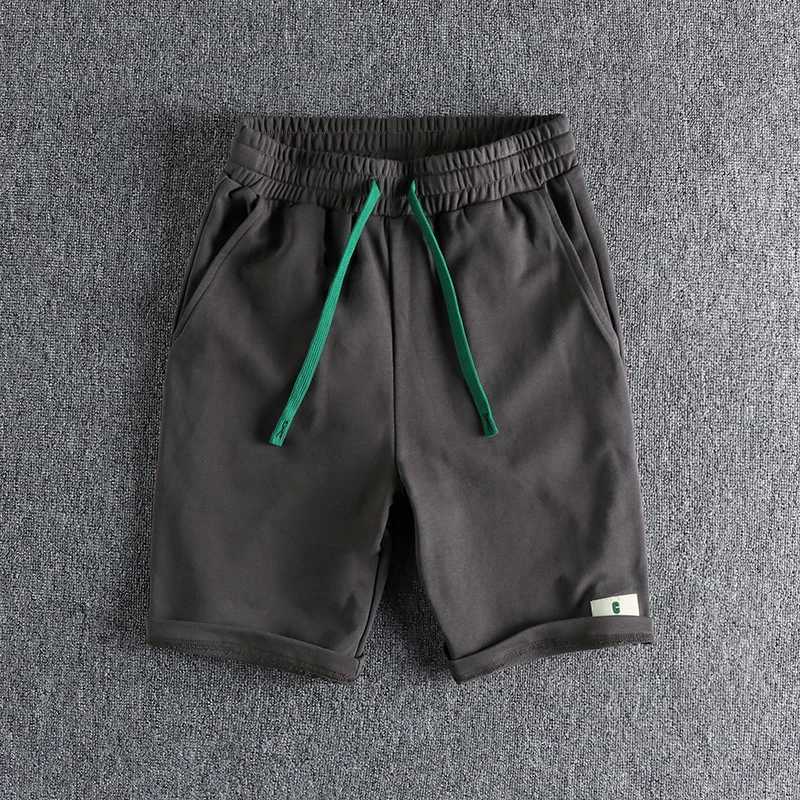 Mens casual shorts with knit comfort loop simple paste cloth decorative sport drawstring five-cent pants pure color pants W250621