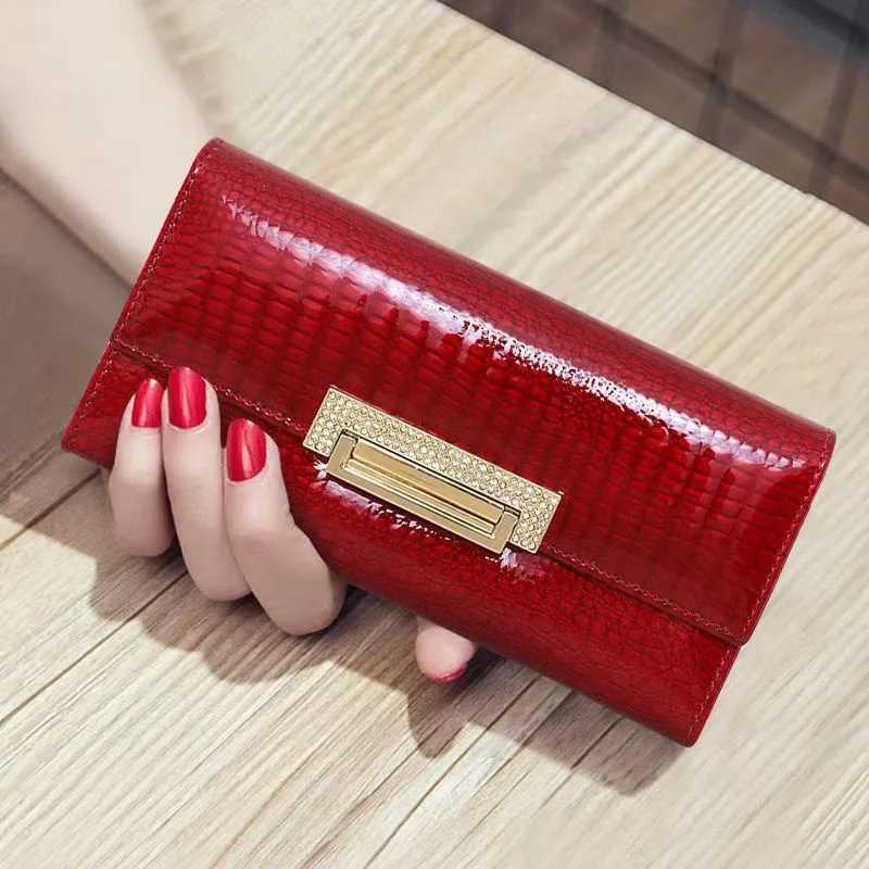 Alligator Pattern Genuine Leather Wallet Woman Long Ladies Cowhide Purse Diamond Decorated Card Holder Clutch Bag Z250621