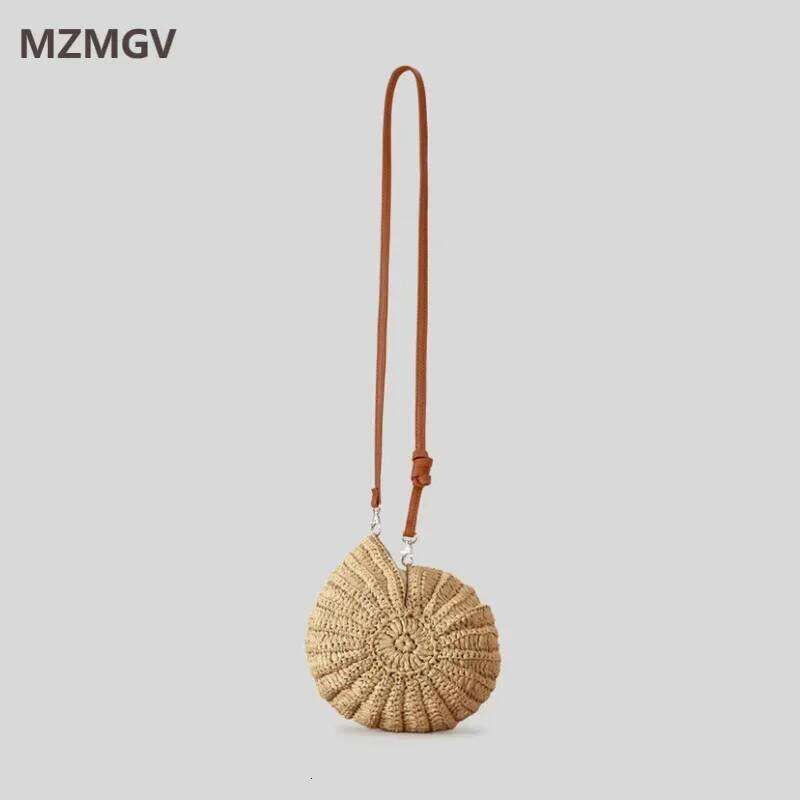 Meet You New Round Conch Shaped Straw Fashion Handmade Paper Weaving Women Crossbody Cute Summer Beach Bag Female Purse