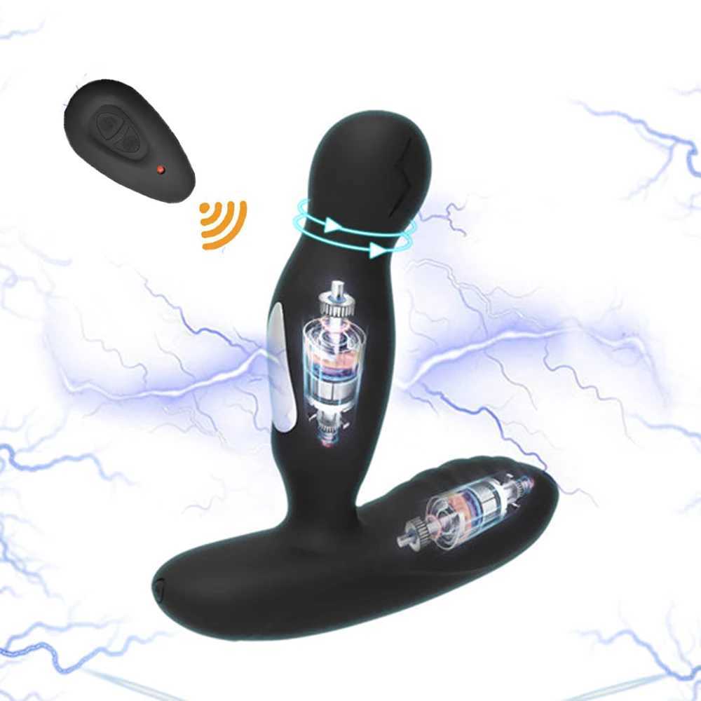 Electric Shock Pulse Man Prostate Massage Vibrators Sex Toy For Men Wireless Rotation Male Anal Butt Plug Stimulator Masturbator W250621
