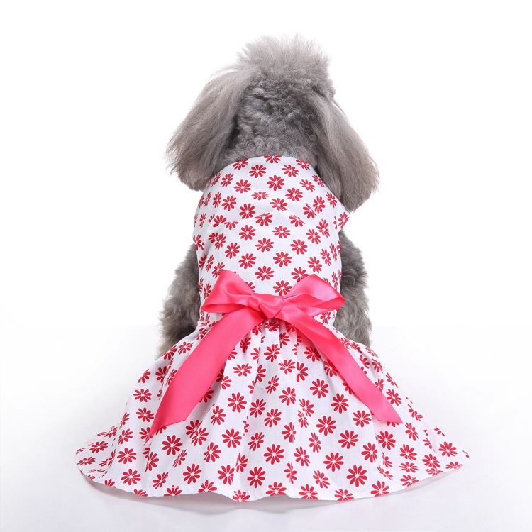 Sweet Dog Clothes Girl Dog Dresses Floral Puppy Dress Pet Cat Princess Bowknot Clothes Cute Puppy Summer Outfits for Small Dogs, Cat, Yorkshire Terrie