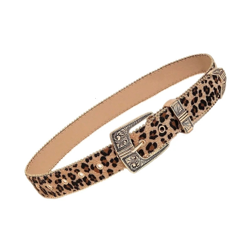 652F Leopard Pattern Belt for Women Fashion Waist Belt 2000s Girl All Matching Belt for Teens Western Belt Vintage Waistband 250617
