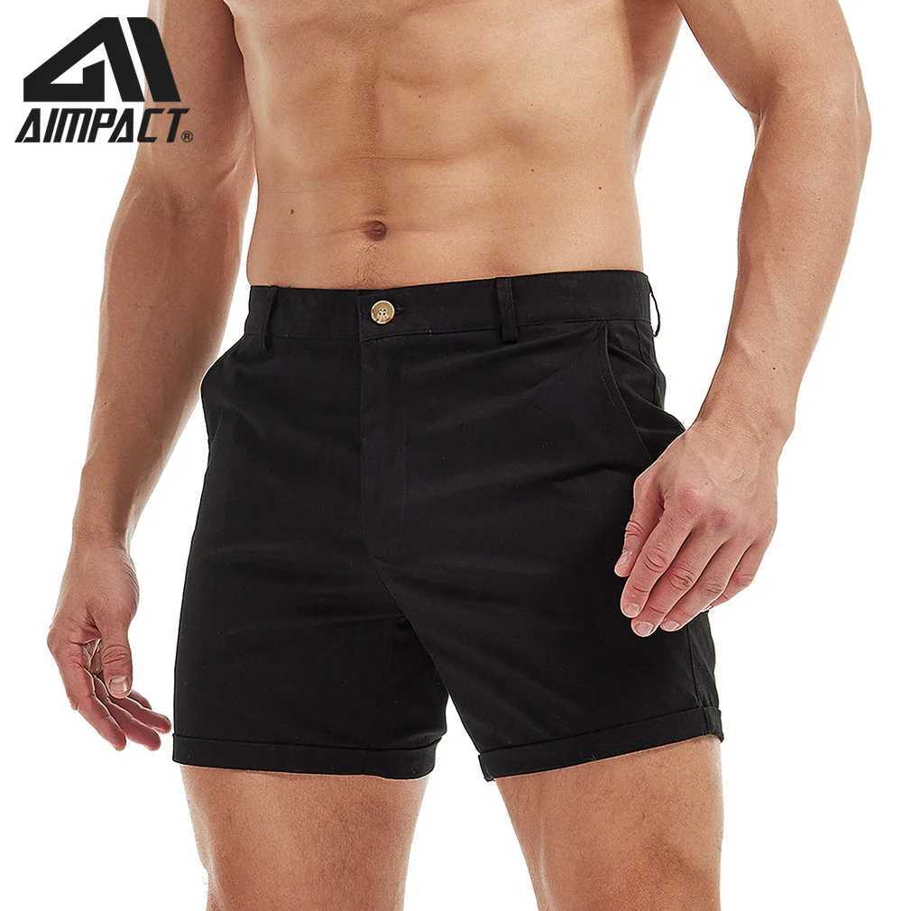 AIMPACT Mens Summer Slim-fit 5 Inseam Flat-Front Stretch Solid Color Cargo Shorts AM2355 W250621