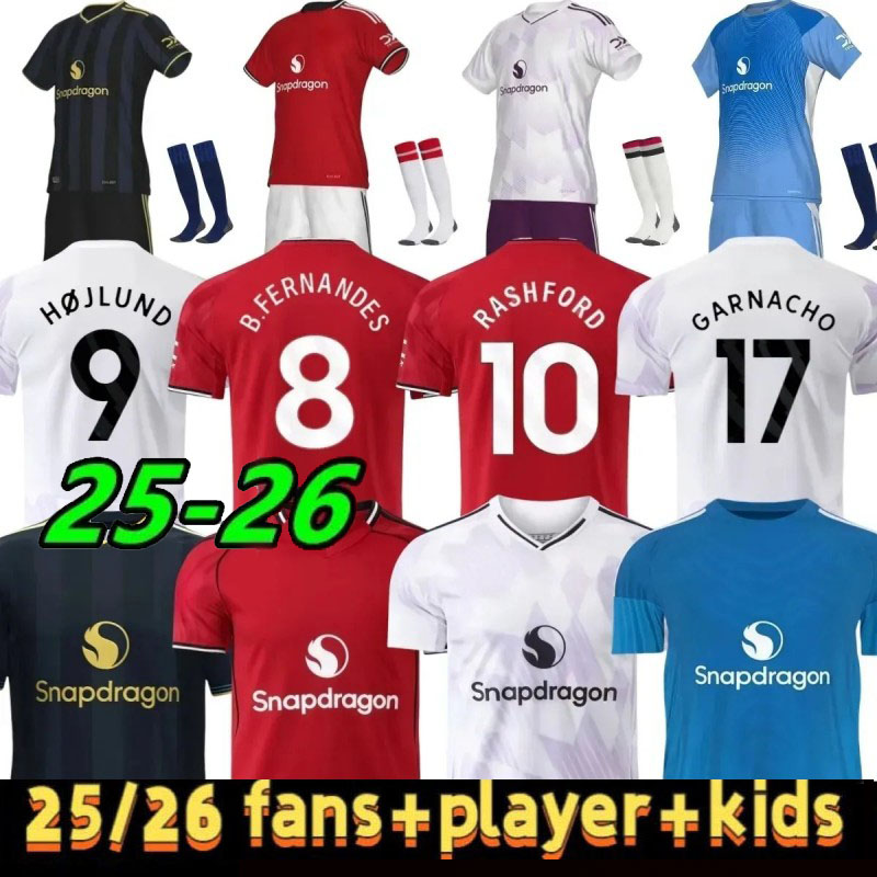 25 26 RASHFORD HOJLUND soccer jerseys Fans Player version GARNACHO MAINOO B. FERNANDES MARTINEZ MOUNT DALOT CASEMIRO SHAW KIDS third 2025 football shirt kit set