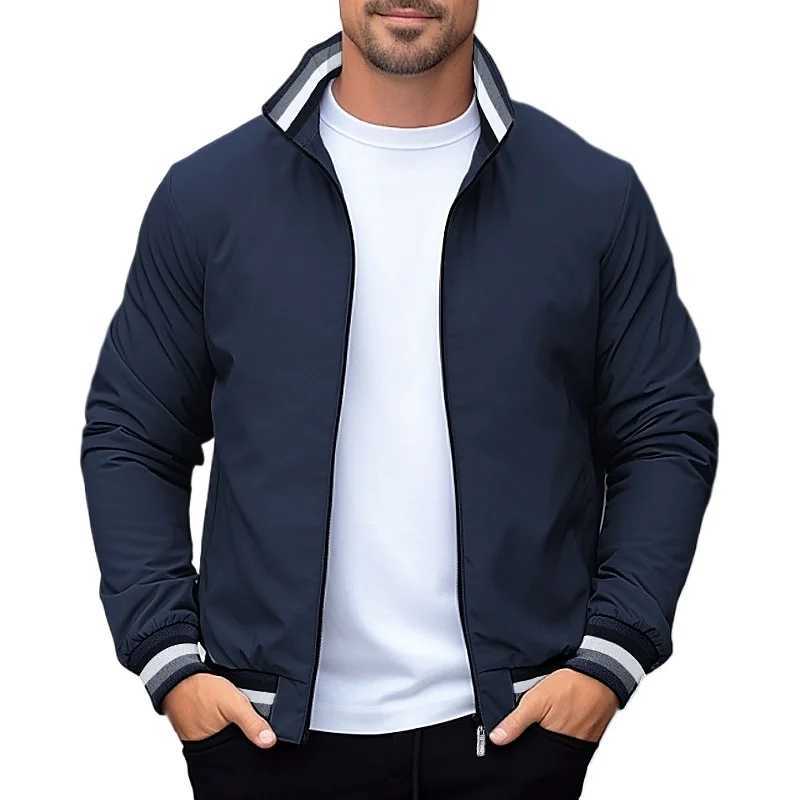 Mens Sweatwear Solid Color Jacket Blazer with Pockets Sports Standard Collar Coats Lightweight Waterproof Outdoor Tops Men Jacket XJ250621