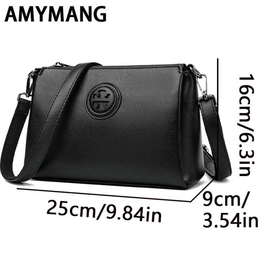 PU Leather Crossbody Bag for Women 3 Layers High Quality Design Zipper Solid Color Pattern Casual Daily Use Shoulder Bag Z250621