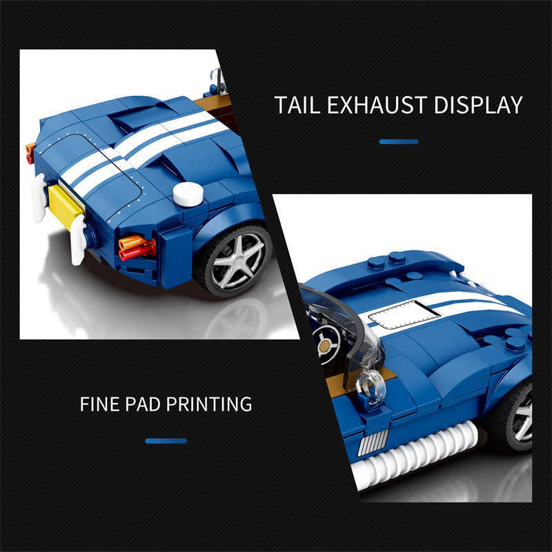 Free shipping NEW AC COBRA Sports Building Block Creative City Vehicle ic Car Model Bricks Desktop Display Toys For Kids Holiday Gift