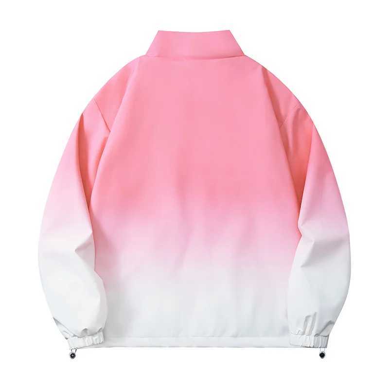 Mens Casual Fashion Gradient Handsome Jacket Top Coat Loose European Size Stand-up CollarXJ250621