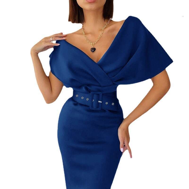 Long Dress Women S Autumn New Elegant Off Shoulder High Waist Waist Enhancing Belted Airy Dress Sexy Long Skirt