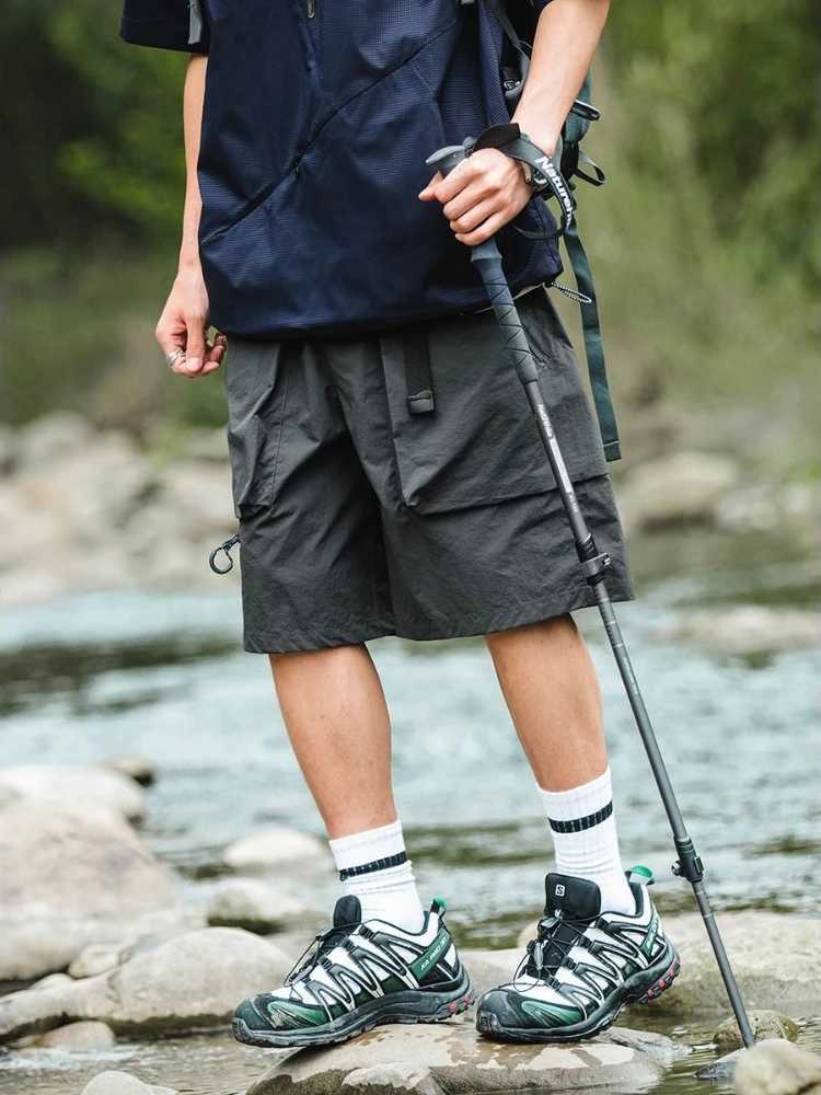 Mens Cargo Shorts Black Loose Quickly Do with Zipper Male Short Pants Nylon Casual Y2k Cotton Wide Clothing Comfortable New In W250621