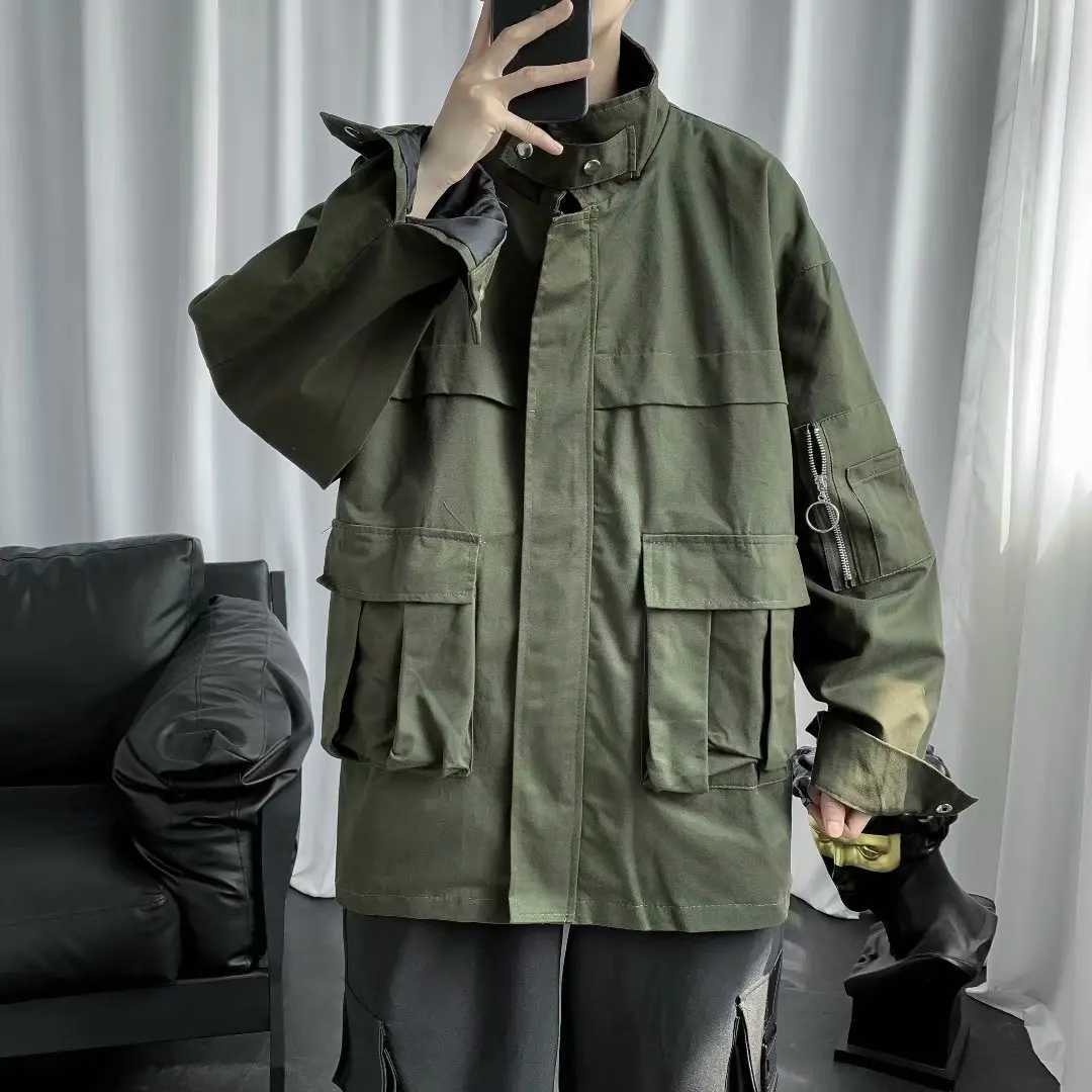 Multi Pockets Cargo Jackets Men Windbreaker 2023 Hip Hop Streetwear Jackets Harajuku Coats Mens Overalls Bomber Jacket Outerwear XJ250621